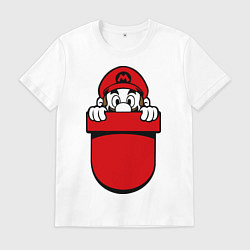 Футболка хлопковая мужская Марио в кармане, цвет: белый