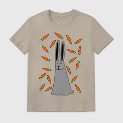 Футболка хлопковая мужская Кролик в морковке, цвет: миндальный