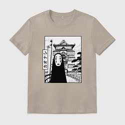 Футболка хлопковая мужская No-Face Spirited Away Ghibli, цвет: миндальный