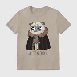 Футболка хлопковая мужская Winter is Puging, цвет: миндальный