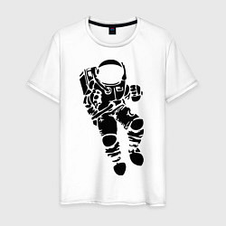 Футболка хлопковая мужская Космонавт, цвет: белый