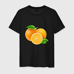 Футболка хлопковая мужская Апельсины, цвет: черный