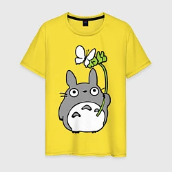 Футболка хлопковая мужская Totoro и бабочка, цвет: желтый