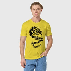 Футболка хлопковая мужская Дракон орнамент, цвет: желтый — фото 2
