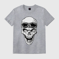 Футболка хлопковая мужская Skull and glasses, цвет: меланж
