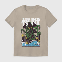 Футболка хлопковая мужская Японский Ктулху, цвет: миндальный