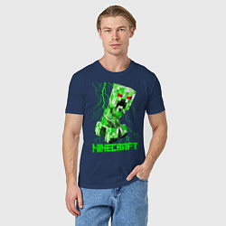 Футболка хлопковая мужская MINECRAFT CREEPER, цвет: тёмно-синий — фото 2