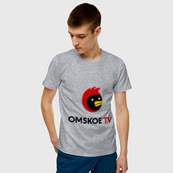 Футболка хлопковая мужская Omskoe TV logo цвета меланж — фото 2