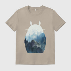 Футболка хлопковая мужская Тоторо, цвет: миндальный