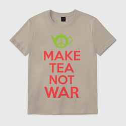 Футболка хлопковая мужская Make tea not war, цвет: миндальный