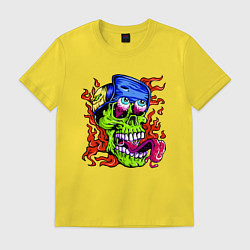 Футболка хлопковая мужская Cool skull - Tongue, цвет: желтый