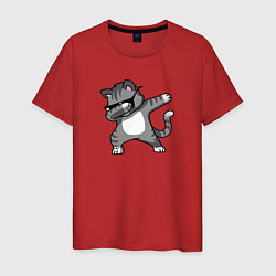 Футболка хлопковая мужская Котик dub, цвет: красный