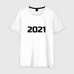 Футболка хлопковая мужская 2021 - новый год, цвет: белый