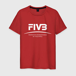Футболка хлопковая мужская FIVB ВОЛЕЙБОЛ, цвет: красный