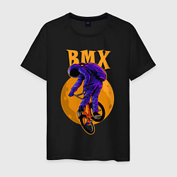 Футболка хлопковая мужская BMX - moon - space, цвет: черный