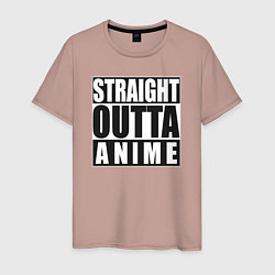 Футболка хлопковая мужская Straight Outta Anime, цвет: пыльно-розовый