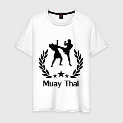 Футболка хлопковая мужская Muay Thai: High Kick, цвет: белый