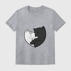 Футболка хлопковая мужская Влюблённые котики, цвет: меланж