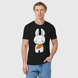Футболка хлопковая мужская Зайчик с морковкой, цвет: черный — фото 2