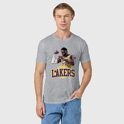 Футболка хлопковая мужская LeBron - Lakers, цвет: меланж — фото 2