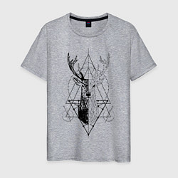 Футболка хлопковая мужская Polygonal deer, цвет: меланж