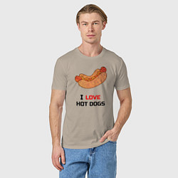 Футболка хлопковая мужская Love HOT DOGS, цвет: миндальный — фото 2