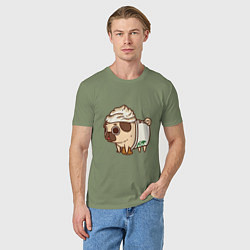 Футболка хлопковая мужская Сладкий мопс, цвет: авокадо — фото 2