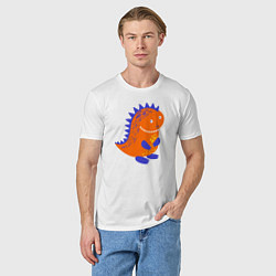 Футболка хлопковая мужская Оранжевый дракончин-динозаврик, цвет: белый — фото 2