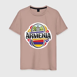 Футболка хлопковая мужская Армения, цвет: пыльно-розовый