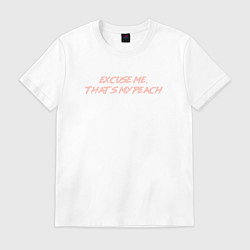 Футболка хлопковая мужская Excuse me, thats my peach, цвет: белый