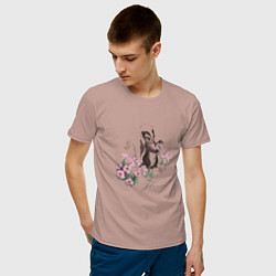 Футболка хлопковая мужская Flower, цвет: пыльно-розовый — фото 2