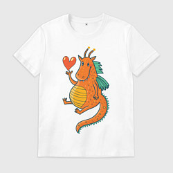 Футболка хлопковая мужская Милый дракон, цвет: белый