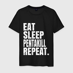 Футболка хлопковая мужская EAT SLEEP PENTAKILL REPEAT, цвет: черный