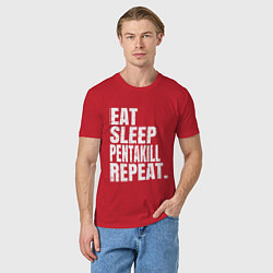 Футболка хлопковая мужская EAT SLEEP PENTAKILL REPEAT, цвет: красный — фото 2
