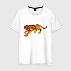 Футболка хлопковая мужская Тигр, цвет: белый