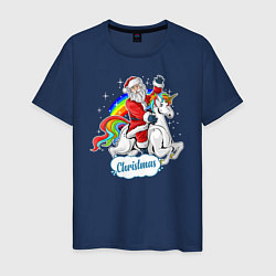 Футболка хлопковая мужская Santa Claus Rides, цвет: тёмно-синий