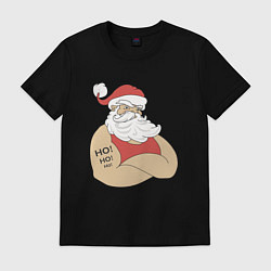 Футболка хлопковая мужская Santa Claus, цвет: черный