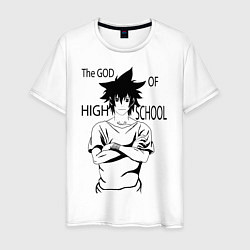 Футболка хлопковая мужская The god of high school, цвет: белый