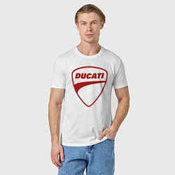 Футболка хлопковая мужская Ducati Logo Дукати Лого Z, цвет: белый — фото 2