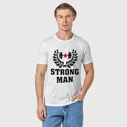 Футболка хлопковая мужская Strong man, цвет: белый — фото 2