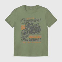 Футболка хлопковая мужская Мотоцикл, цвет: авокадо