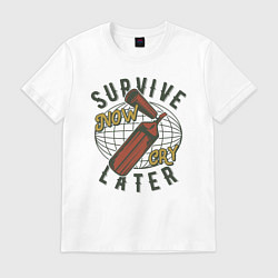 Футболка хлопковая мужская Survive Later, цвет: белый