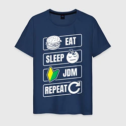 Футболка хлопковая мужская Eat Sleep JDM Repeat, цвет: тёмно-синий