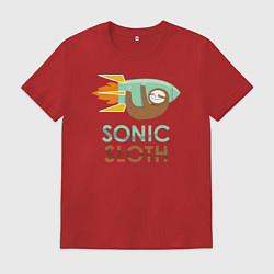 Футболка хлопковая мужская Sonic Sloth, цвет: красный