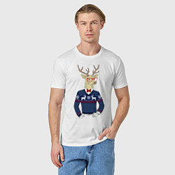 Футболка хлопковая мужская Hipster Deer, цвет: белый — фото 2