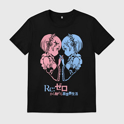 Футболка хлопковая мужская Re:Zero, Рам и Рем, цвет: черный
