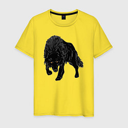 Футболка хлопковая мужская Черный Волк, цвет: желтый