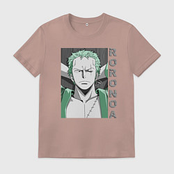 Футболка хлопковая мужская Ророноа, цвет: пыльно-розовый