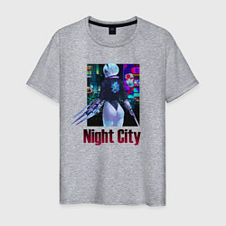Футболка хлопковая мужская Night City Nier: automata, цвет: меланж