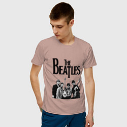 Футболка хлопковая мужская The Beatles цвета пыльно-розовый — фото 2